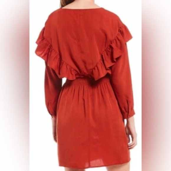 Gianni Bini Rust Blousson Ruffle Dress - Picture 3 of 9